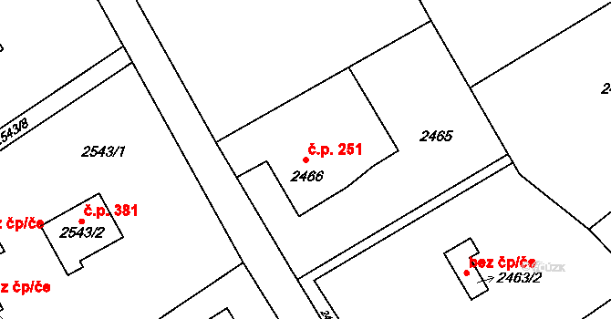 Dolní Suchá 251, Havířov na parcele st. 2466 v KÚ Dolní Suchá, Katastrální mapa