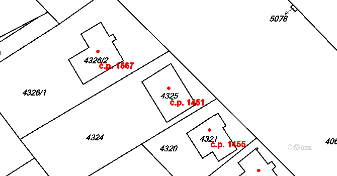 Město 1451, Havířov na parcele st. 4325 v KÚ Havířov-město, Katastrální mapa