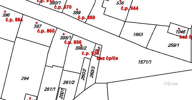 Litovel 351 na parcele st. 399/2 v KÚ Litovel, Katastrální mapa