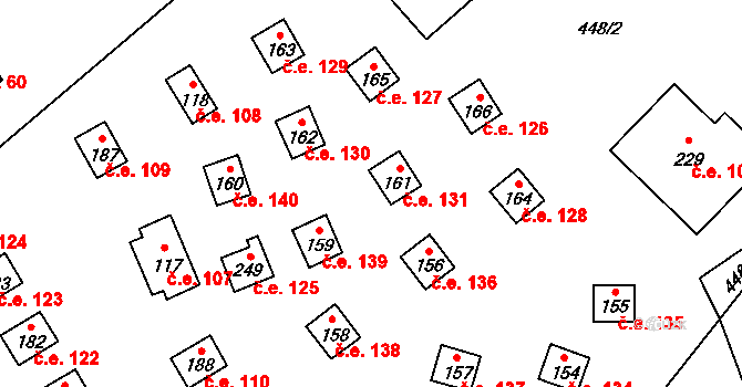 Řásná 131 na parcele st. 161 v KÚ Řásná, Katastrální mapa