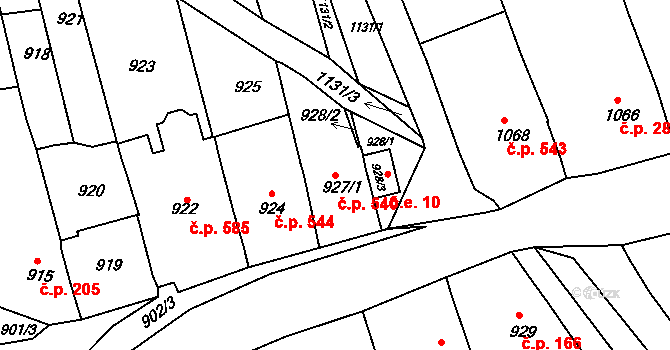 Jarošov 540, Uherské Hradiště na parcele st. 927/1 v KÚ Jarošov u Uherského Hradiště, Katastrální mapa