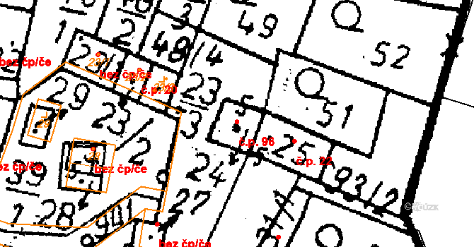 Petrovice I 96 na parcele st. 24 v KÚ Petrovice I, Katastrální mapa