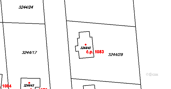 Stonava 1083 na parcele st. 3244/40 v KÚ Stonava, Katastrální mapa