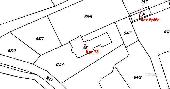 Šimonovice 78 na parcele st. 85 v KÚ Šimonovice, Katastrální mapa