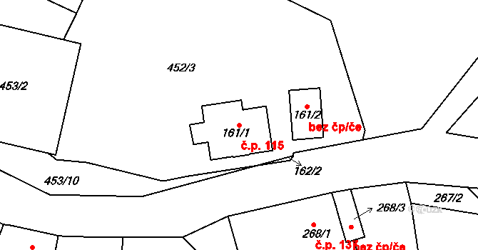 Loučky 115, Nové Sedlo na parcele st. 161/1 v KÚ Loučky u Lokte, Katastrální mapa