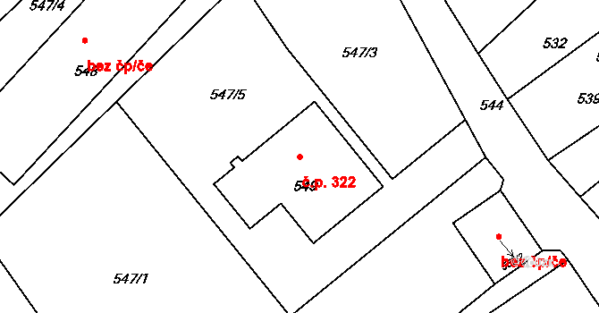Chřibská 322 na parcele st. 549 v KÚ Chřibská, Katastrální mapa