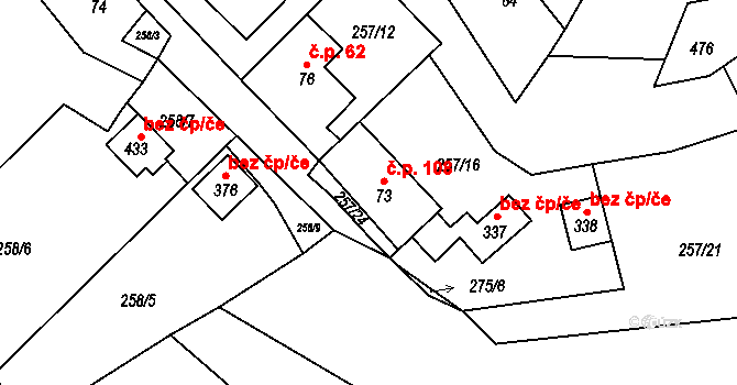 Bojanovice 108 na parcele st. 73 v KÚ Bojanovice, Katastrální mapa