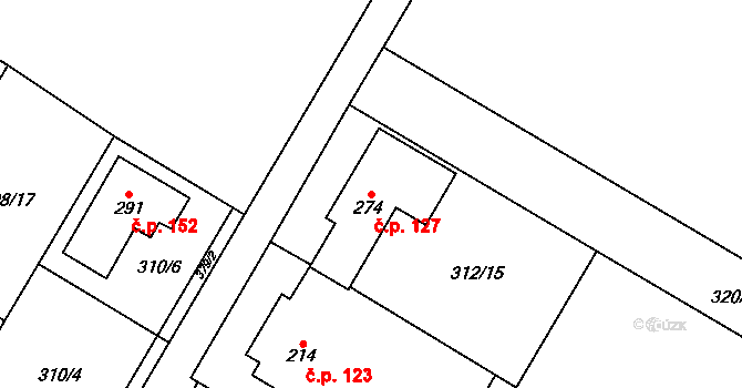 Mramotice 127, Znojmo na parcele st. 274 v KÚ Mramotice, Katastrální mapa
