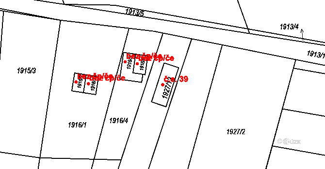 Petrovice u Karviné 39 na parcele st. 1927/13 v KÚ Petrovice u Karviné, Katastrální mapa