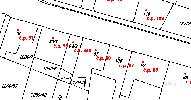 Dražejov 80, Strakonice na parcele st. 87 v KÚ Dražejov u Strakonic, Katastrální mapa
