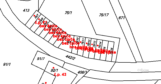 Přerov IX-Lýsky 75, Přerov na parcele st. 75/11 v KÚ Lýsky, Katastrální mapa