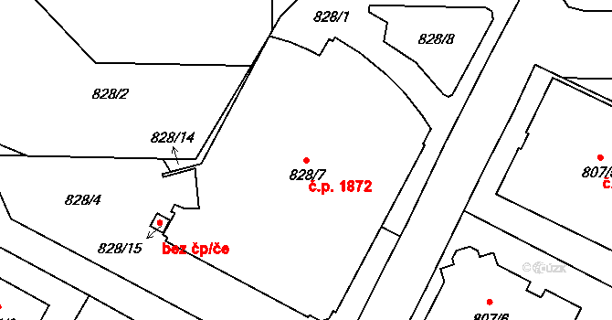 Hlučín 1872 na parcele st. 828/7 v KÚ Hlučín, Katastrální mapa