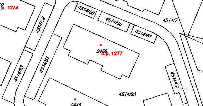 Vizovice 1277 na parcele st. 2456 v KÚ Vizovice, Katastrální mapa