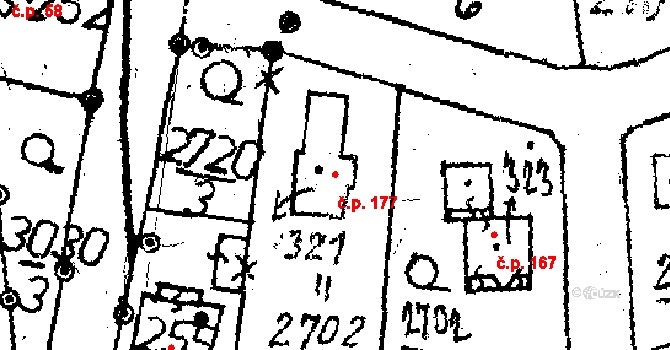 Chodská Lhota 177 na parcele st. 321 v KÚ Chodská Lhota, Katastrální mapa