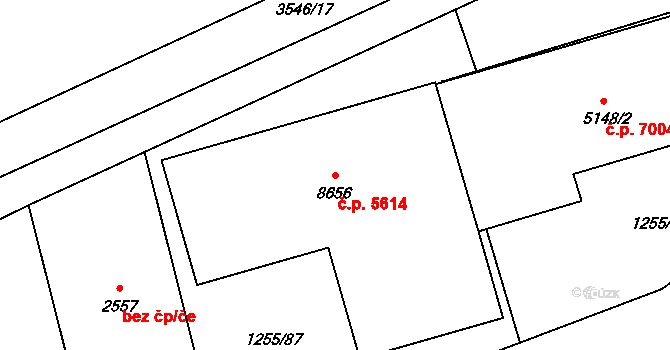 Zlín 5614 na parcele st. 8656 v KÚ Zlín, Katastrální mapa