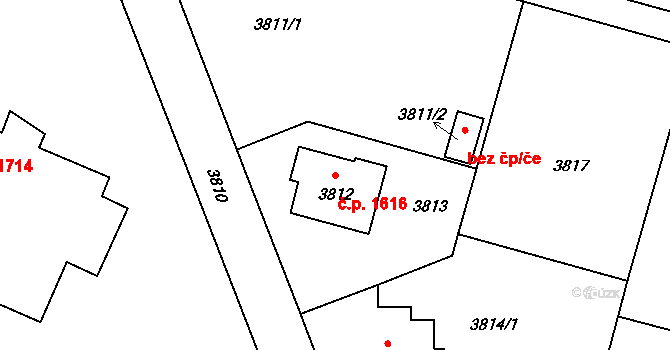 Předměstí 1616, Litoměřice na parcele st. 3812 v KÚ Litoměřice, Katastrální mapa