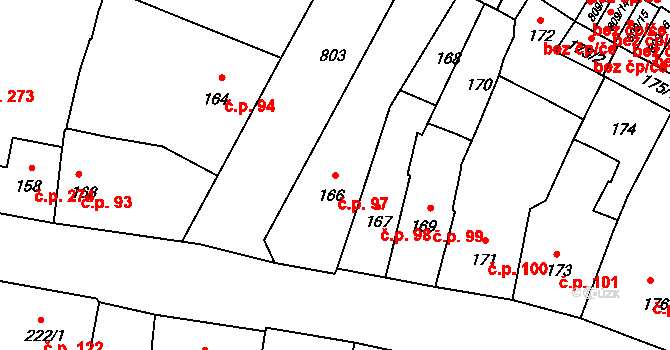 Litoměřice-Město 97, Litoměřice na parcele st. 166 v KÚ Litoměřice, Katastrální mapa