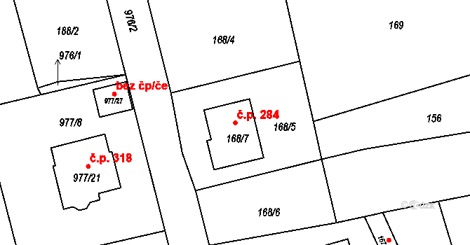 Neveklov 284 na parcele st. 168/7 v KÚ Neveklov, Katastrální mapa