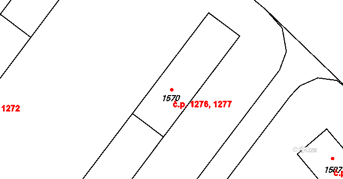 Poruba 1276,1277, Ostrava na parcele st. 1570 v KÚ Poruba-sever, Katastrální mapa