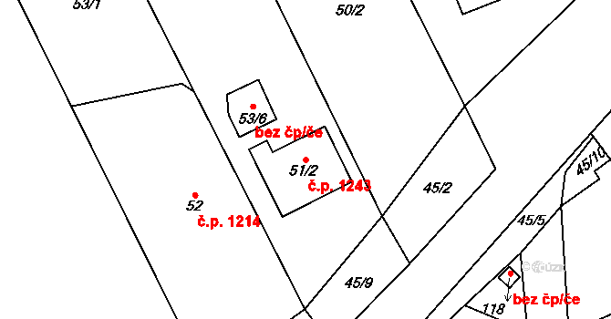 Domanínek 1243, Bystřice nad Pernštejnem na parcele st. 51/2 v KÚ Domanínek, Katastrální mapa