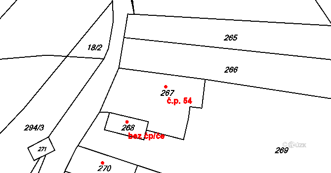 Petrovice 54, Nové Město na Moravě na parcele st. 267 v KÚ Petrovice u Nového Města na Moravě, Katastrální mapa