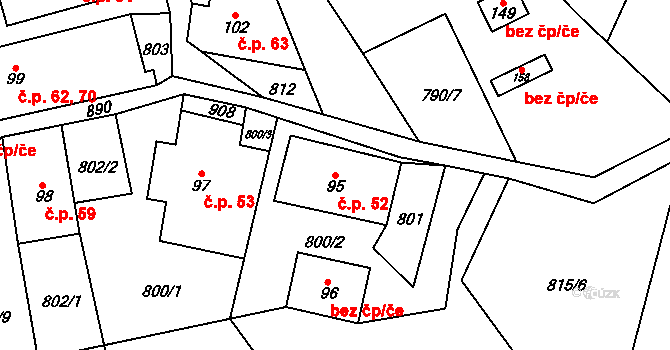 Kuklík 52 na parcele st. 95 v KÚ Kuklík, Katastrální mapa
