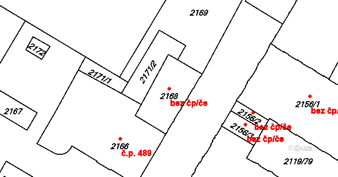 Chomutov 39080161 na parcele st. 2168 v KÚ Chomutov I, Katastrální mapa