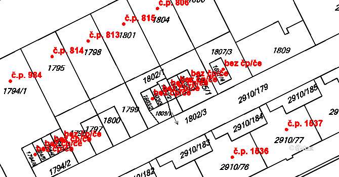 Praha 41437161 na parcele st. 1802/2 v KÚ Nusle, Katastrální mapa