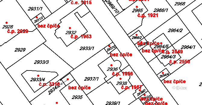 Teplice 41509161 na parcele st. 2937/2 v KÚ Teplice, Katastrální mapa