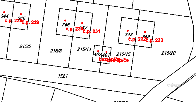 Býšť 41625161 na parcele st. 402 v KÚ Býšť, Katastrální mapa