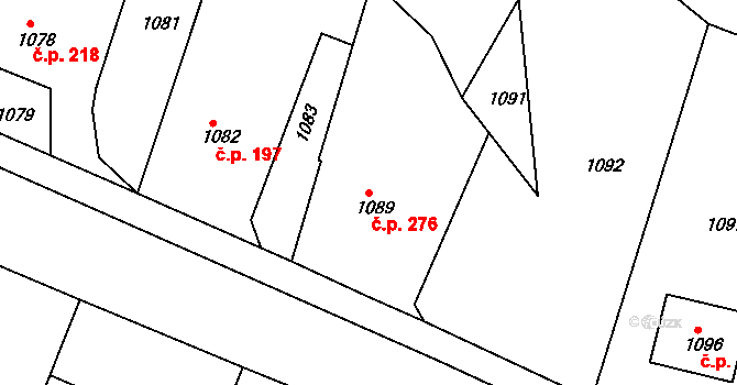 Želechovice nad Dřevnicí 276 na parcele st. 1089 v KÚ Želechovice nad Dřevnicí, Katastrální mapa