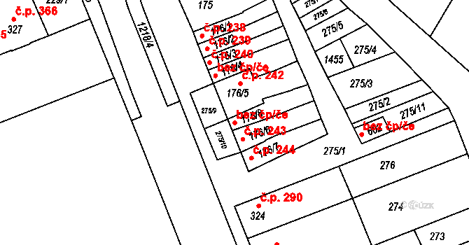 Smržice 42687161 na parcele st. 176/8 v KÚ Smržice, Katastrální mapa