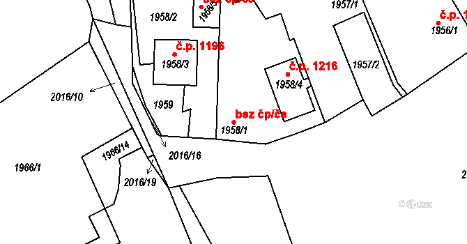 Třemošná 43552161 na parcele st. 1958/1 v KÚ Třemošná, Katastrální mapa
