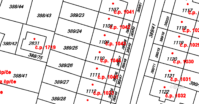 Kateřinky 1044, Opava na parcele st. 1110 v KÚ Kateřinky u Opavy, Katastrální mapa
