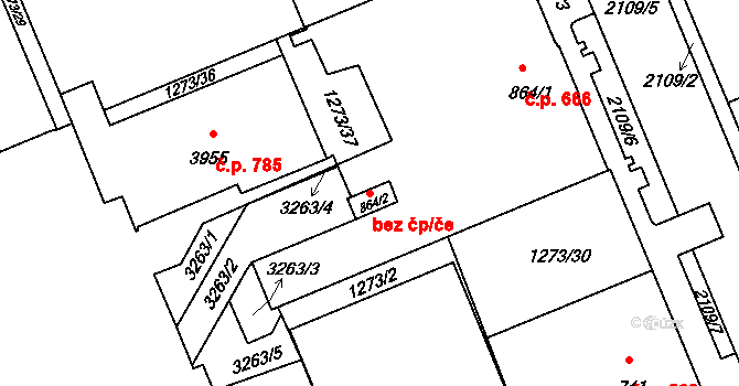 Šumperk 44958161 na parcele st. 864/2 v KÚ Šumperk, Katastrální mapa