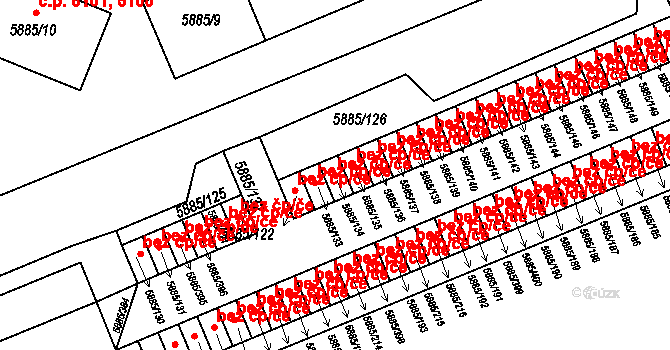 Chomutov 45013161 na parcele st. 5885/134 v KÚ Chomutov I, Katastrální mapa
