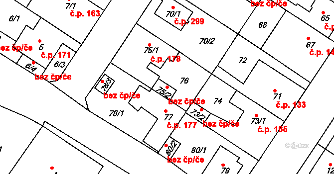 Teplice 45123161 na parcele st. 75/2 v KÚ Prosetice, Katastrální mapa