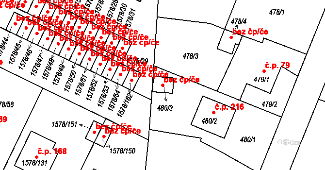 Horšovský Týn 45181161 na parcele st. 480/3 v KÚ Horšovský Týn, Katastrální mapa