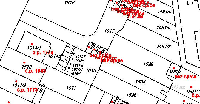 Brno 45563161 na parcele st. 1620 v KÚ Černá Pole, Katastrální mapa