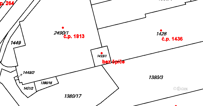 Blansko 46020161 na parcele st. 1433/1 v KÚ Blansko, Katastrální mapa