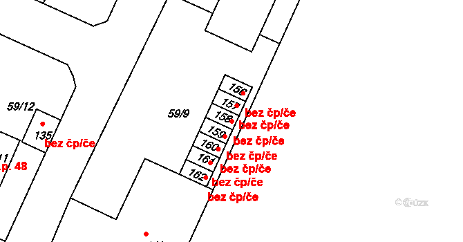 Čížová 46199161 na parcele st. 158 v KÚ Nová Ves u Čížové, Katastrální mapa