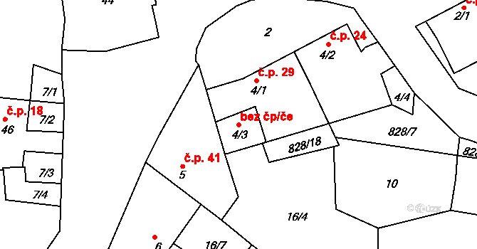 Cerhonice 46211161 na parcele st. 4/3 v KÚ Cerhonice, Katastrální mapa