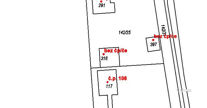 Starý Plzenec 46240161 na parcele st. 318 v KÚ Sedlec u Starého Plzence, Katastrální mapa