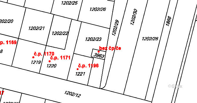 Nymburk 46260161 na parcele st. 3963 v KÚ Nymburk, Katastrální mapa