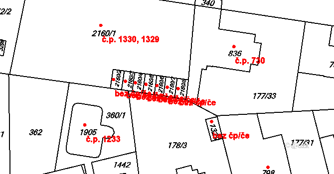 Hradec Králové 46306161 na parcele st. 2160/7 v KÚ Pražské Předměstí, Katastrální mapa