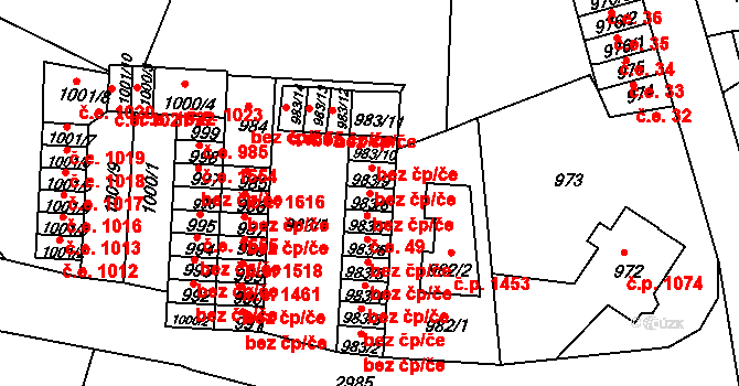 Děčín 47096161 na parcele st. 983/8 v KÚ Děčín, Katastrální mapa