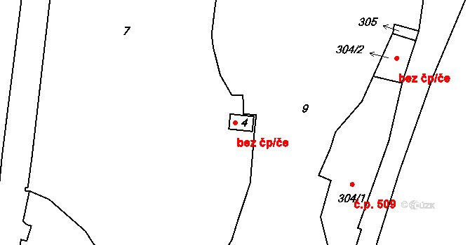 Bechyně 47426161 na parcele st. 4 v KÚ Bechyně, Katastrální mapa