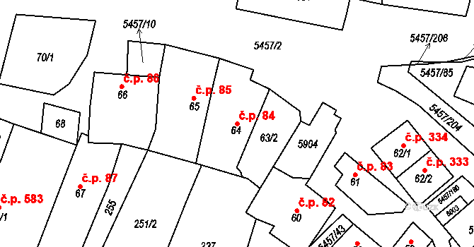 Polešovice 84 na parcele st. 64 v KÚ Polešovice, Katastrální mapa