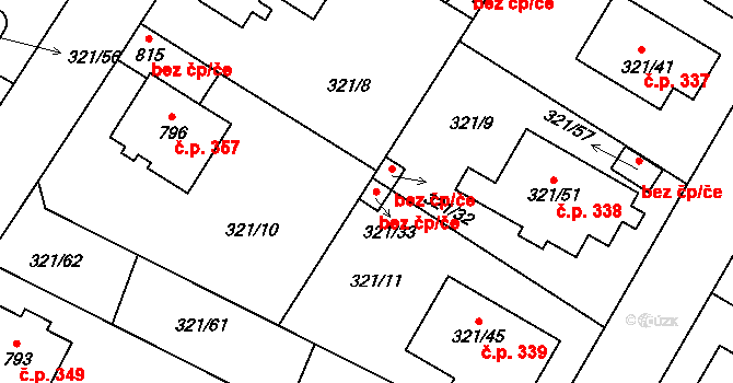 Kačice 47834161 na parcele st. 321/33 v KÚ Kačice, Katastrální mapa