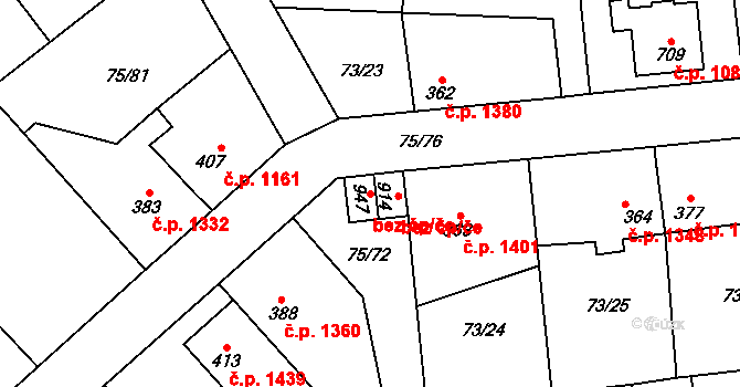 Kladno 48204161 na parcele st. 947 v KÚ Hnidousy, Katastrální mapa